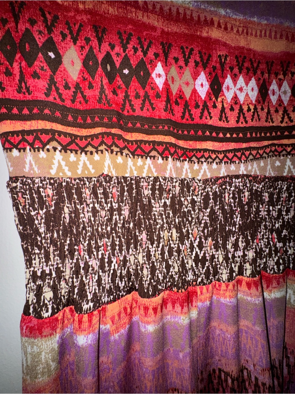 Rabbit Rabbit Rabbit Designs Dress Size 8 Multicolor Studded V Neck Boho - Picture 7 of 9